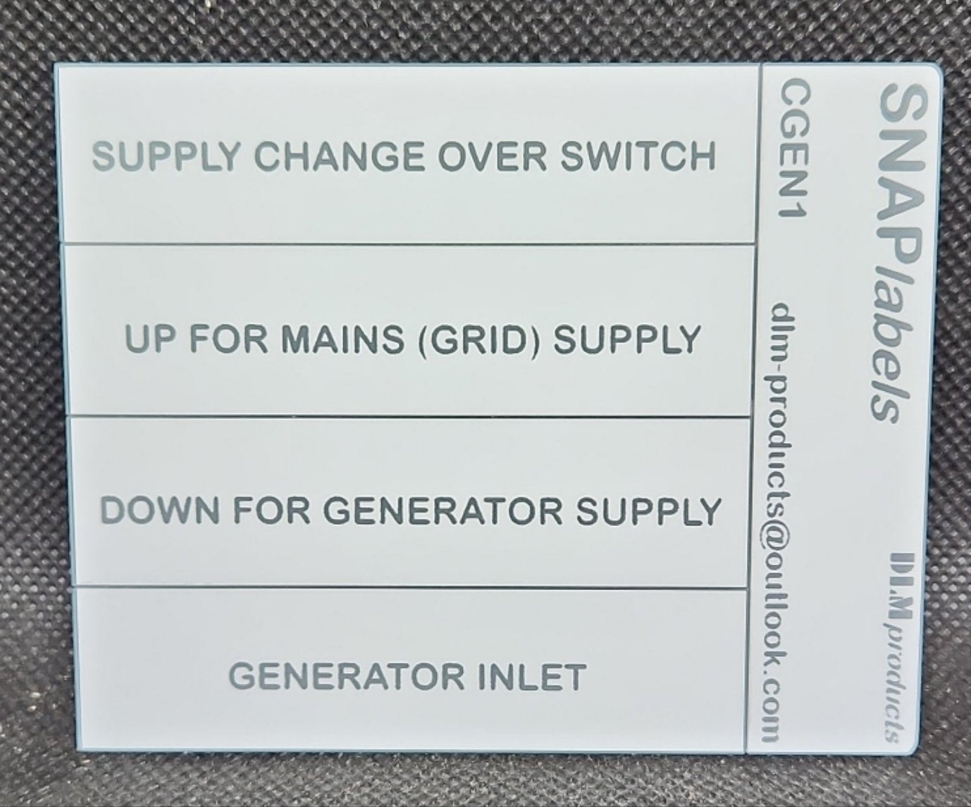 Generator Change over switch label kit 1 phase