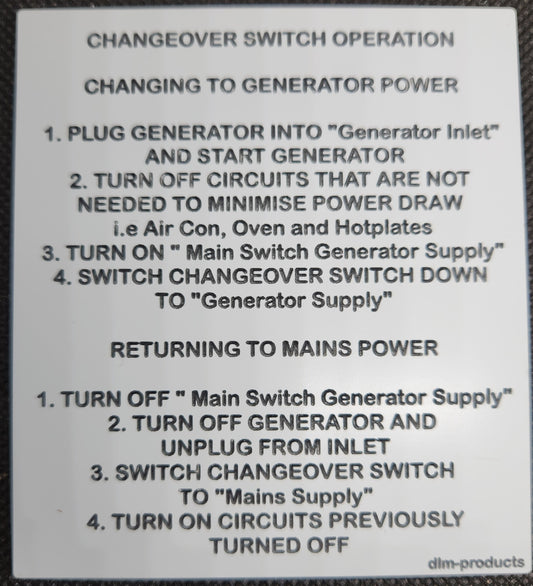 GI 1 Generator changeover instructions