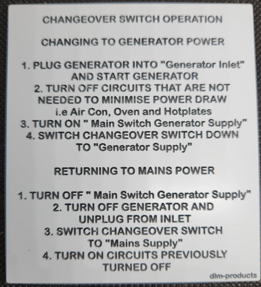 Generator changeover instructions
