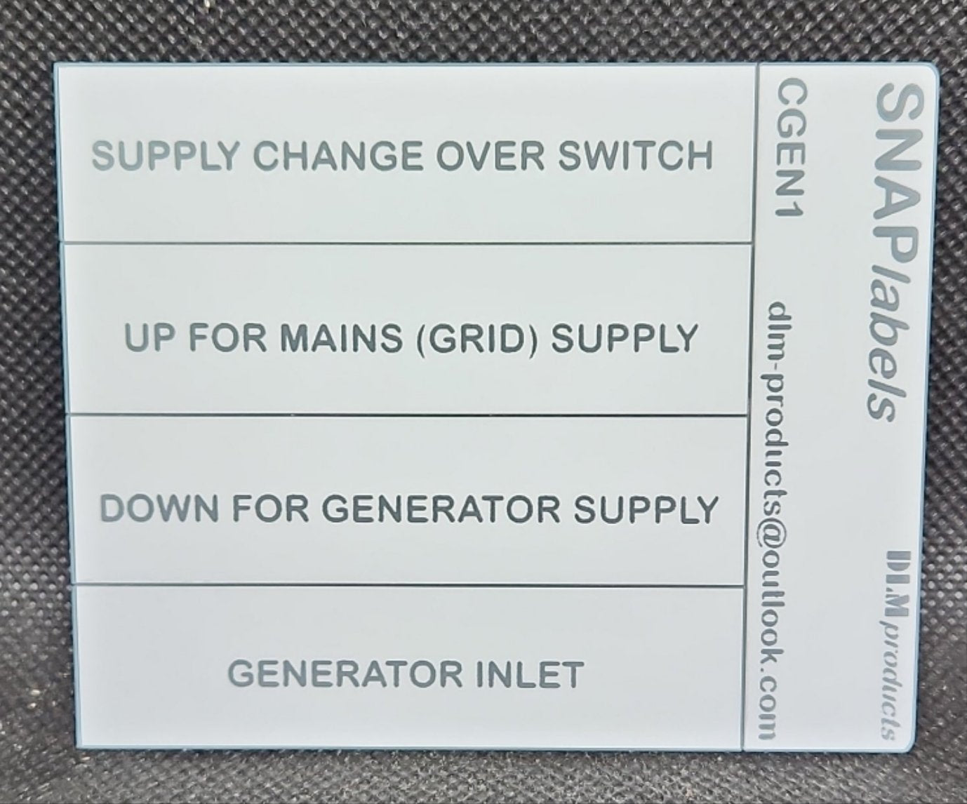 Generator Change over switch label kit 1 phase - GC1