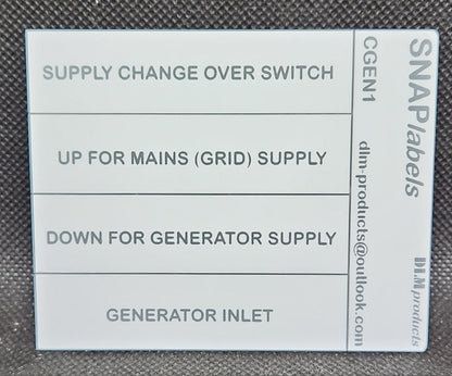 Generator Change over switch label kit 1 phase - GC1