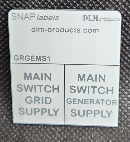 Generator Change over switch label kit 1 phase - GC1